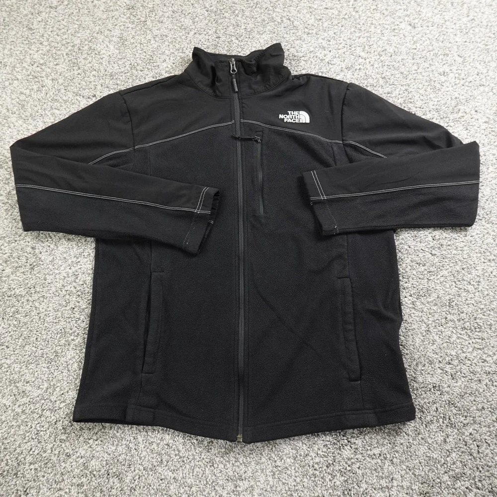 North Face Jacket Mens M Black Full Zip Fleece Softshell Outdoor Hiking‎ Trail